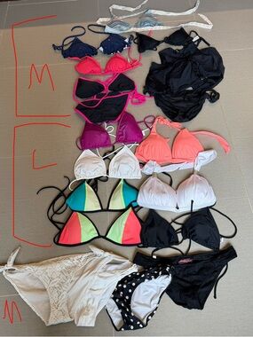 19 piece swimsuit bundle. Women’s Mixed Color Bikini Tops & Bottoms